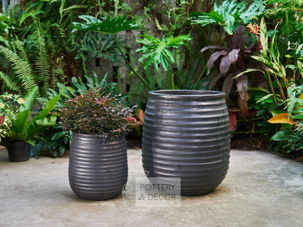 Pilar Round Planter Antique Matte Black
