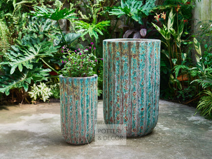 Janis Round Planter Atlantic Green Rust