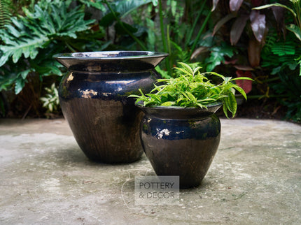 Welby Round Planter Metallic Black