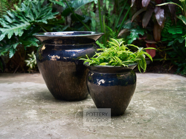 Welby Round Planter Metallic Black