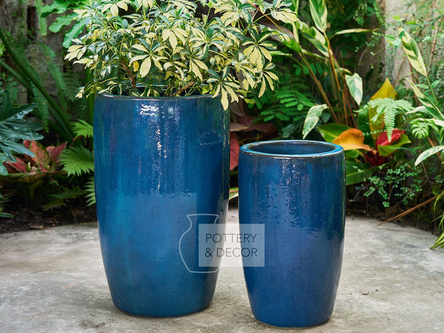 Elegante Round Planter Blue