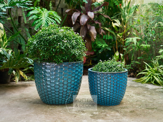 Dimple Round Planter Aqua