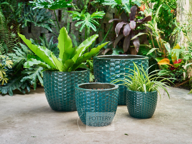 Dimple Round Planter Majestic Green