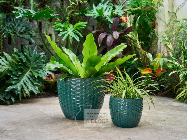 Dimple Round Planter Majestic Green
