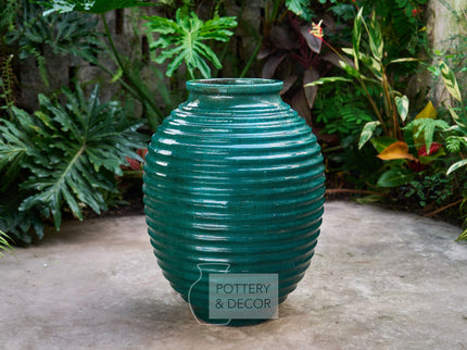 Ribbed Round Jar Majestic Green