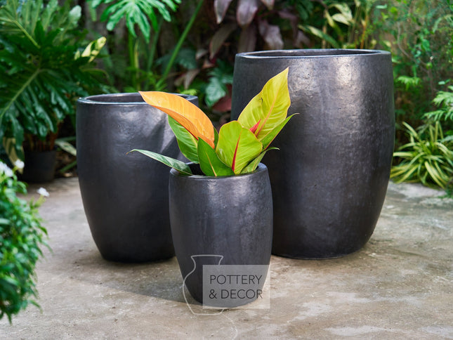Cliffwood Round Planter Matte Black