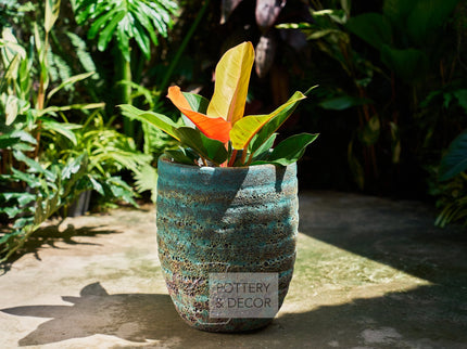 Loire Round Planter Atlantic Green Rust