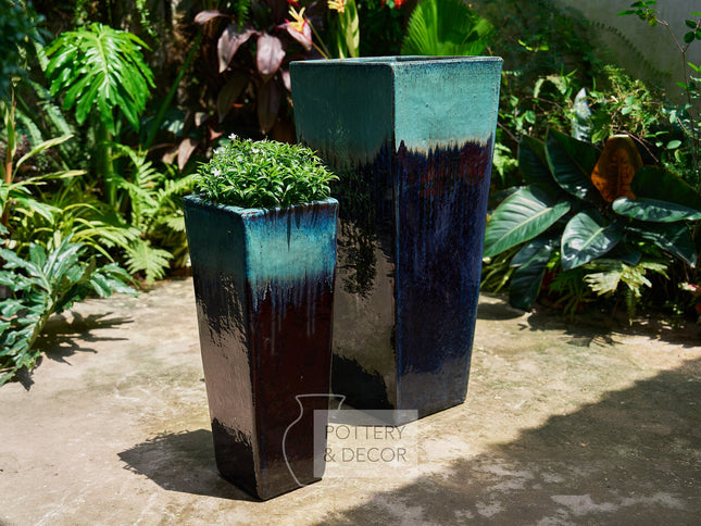 Bretmoor Square Jar Aqua/Brown