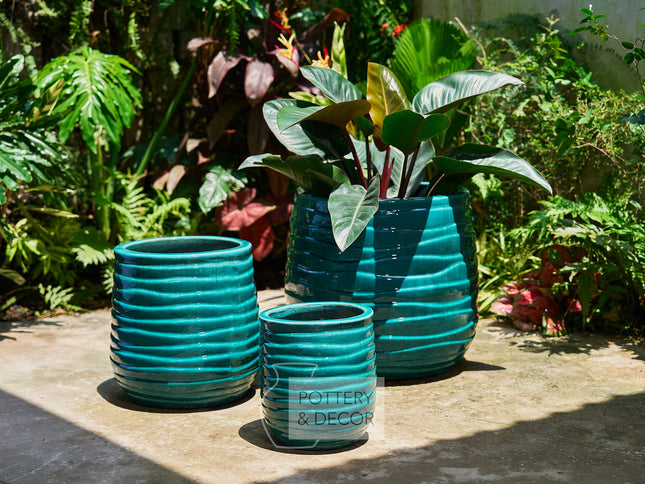 Sherbourne Round Planter Aqua