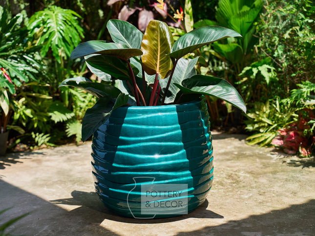 Sherbourne Round Planter Aqua
