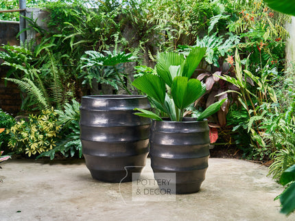 Perrin Round Planter Matte Black