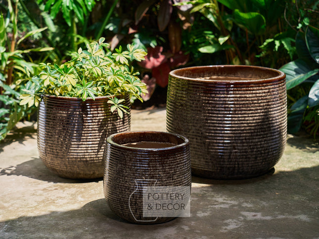 Elysian Round Planter Brown Mist