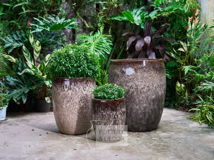 Cliffwood Round Planter Brown Mist