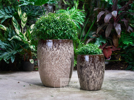 Cliffwood Round Planter Brown Mist