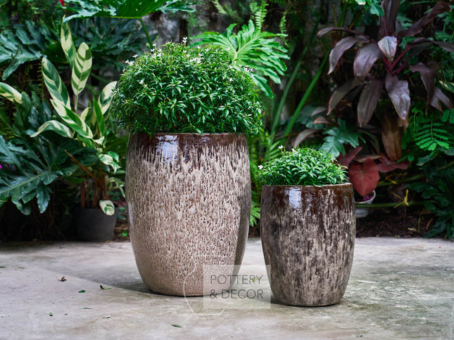 Cliffwood Round Planter Brown Mist