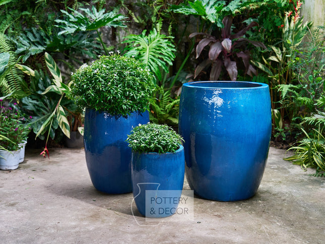 Cliffwood Round Planter Blue