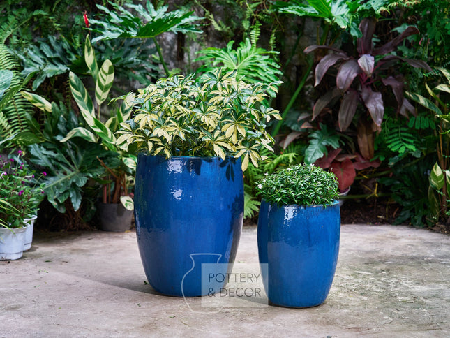 Cliffwood Round Planter Blue
