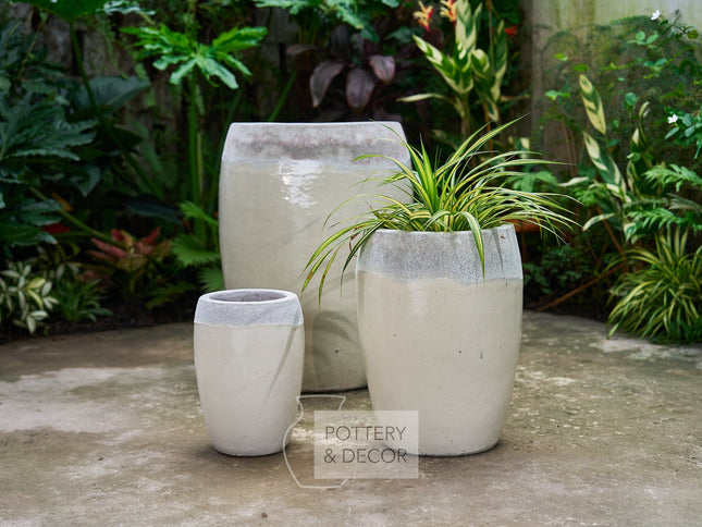 Cliffwood Round Planter Atlantic/White