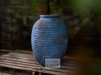 Ribbed Round Jar Baja Blue