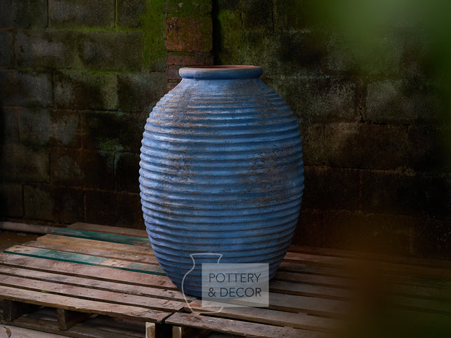 Ribbed Round Jar Baja Blue
