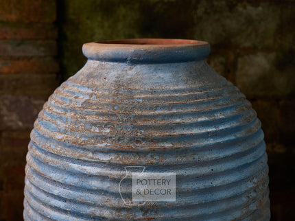 Ribbed Round Jar Baja Blue