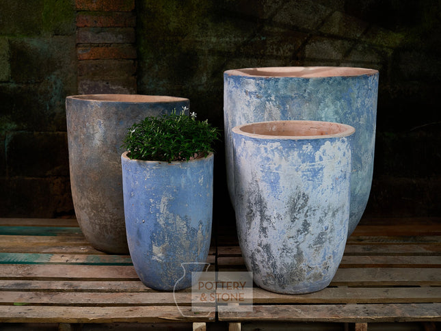 Cresthaven Round Planter Baja Blue