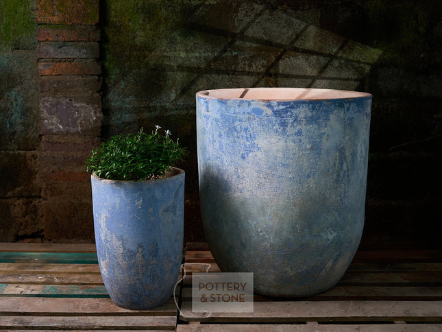 Cresthaven Round Planter Baja Blue