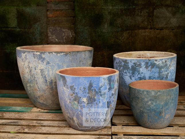Thorncrest Round Planter Baja Blue