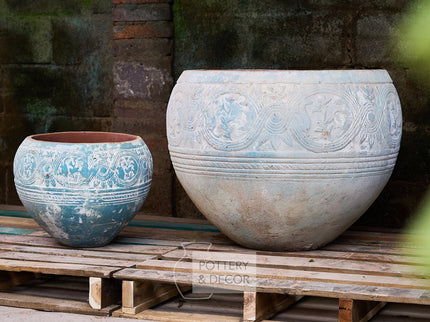 Pair of Demerest Round Jar Baja Blue