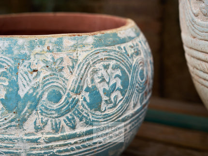 Pair of Demerest Round Jar Baja Blue
