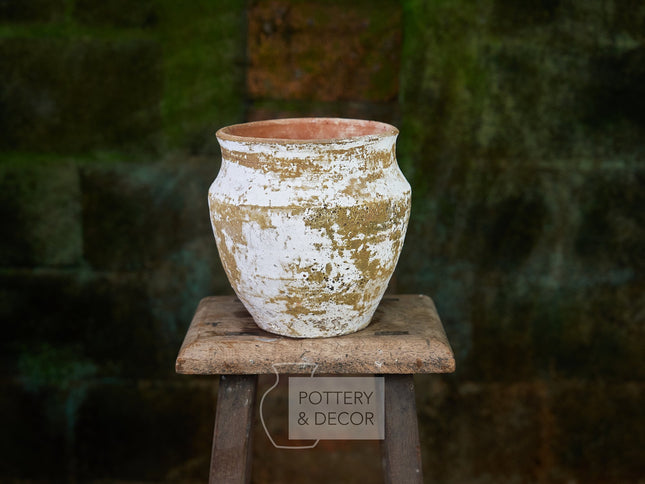 Kings Round Planter Earth White